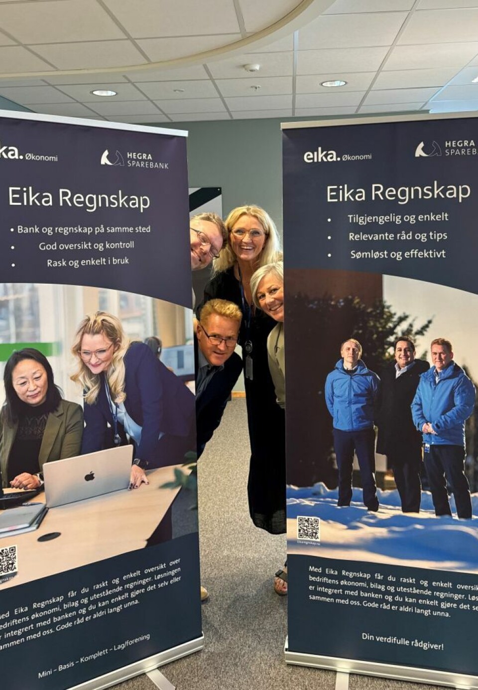 Lokal tilhørighet er sentralt for Eika-bankene – her introduserer de ansatte ved Hegra Sparebank og Eika Økonomi Midt-Norge det nye produktet.