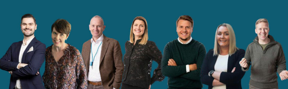 De nye Aider-partnerne. Fra venstre: Glenn Morken Havre, Anne-Solveig Nesheim, Andreas Christensen, Lisbeth Kittilsen, Robin Olsen, Elin Bergum og Arve Skjervheim.