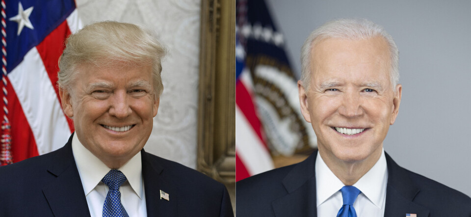 Donald Trump (t.v.) og Joe Biden kan glise bredt over 'billige' stemmer i 2020 – i hvert fall i forhold til hva norske politikere betalte året etter. Eller? Donald Trump, Joe Biden