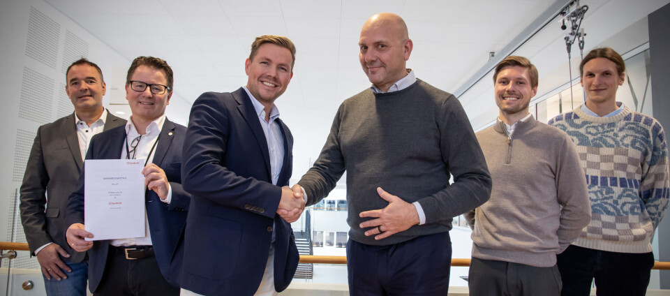 Fra venstre: Jan-Erling Sæthre, salgssjef for bedriftsmarkedet i Fjordkraft Bedrift, Lars Rindvoll, nasjonal salgssjef i Fjordkraft Bedrift for storkunder, Kent Olav G. Kvamme, kommersiell direktør i Fjordkraft Bedrift, Michael Zink, CEO i CEMAsys, Edvard Roksvåg, produktutviklingssjef i CEMAsys og Kontstantin Heim, produktspesialist i CEMAsys.