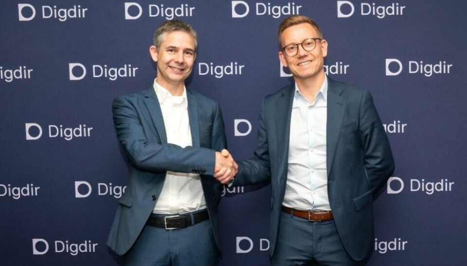 Frode Danielsen (t.v.) er direktør i Digitaliseringsdirektoratet (DigDir), og Anders Aagaard Sørby er direktør i Departementenes digitaliseringsorganisasjon (DIO). Nå skal de samarbeide om mer KI og digitalisering i det offentlige.