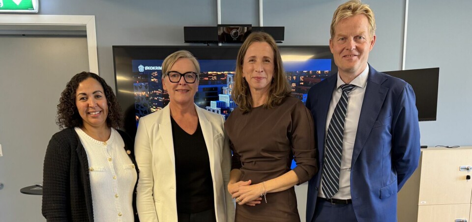 Fornøyd med ny løsning: Områdedirektør i politiets IT-enhet, Elkam Hafsa, fungerende direktør i politiets IT-enhet, Kjerstin Wester, justisminister Astri Aas-Hansen og Økokrim-sjef Pål K. Lønseth.