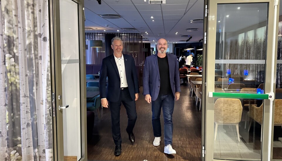 Norheim og Horne sier at selv om Azets er en stor aktør i sin bransje, er både de og deres største konkurrenter fortsatt små i markedet. Fotografert under et Norgesbesøk i august 2025