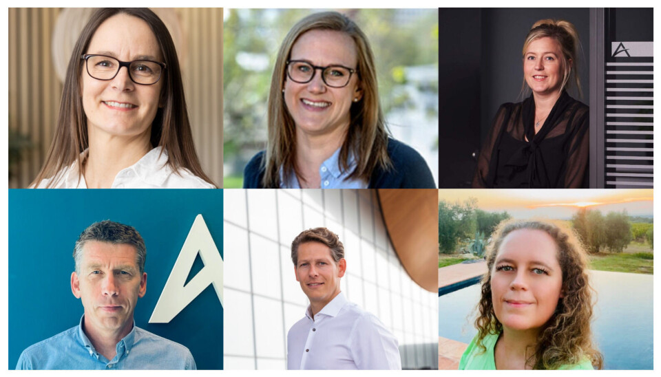 Seks nye partnere i Aider 2025: Øverst f.v.: Pia-Agneta Oskarsson, Ann-Christin Thorud Oen og Lene Fadum Sand. Nederst f.v. Ole Thorbjørn Fodstad, Andrè Bakken Marthinsen og Julia Hansen.
