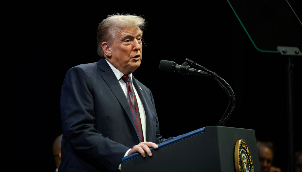 President Donald Trump holder et innlegg på en konferanse på Bibelmuseet i Washington 8. september.