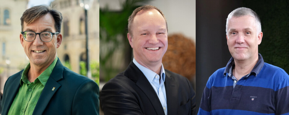 Rune Aale-Hansen og Svein Austheim fra Regnskap Norge (hhv. t.v. og h.) skal sammen med redaktør Espen Kvalheim i Økonomi24 telle ned regnskapsbransjens ti største aktører onsdag 29. oktober.